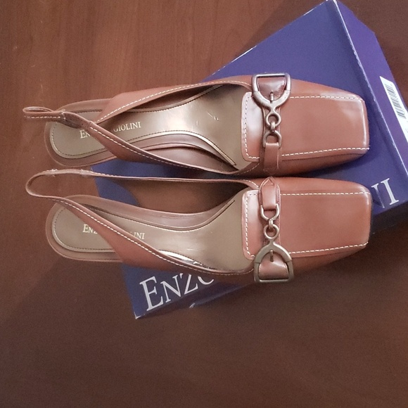 Enzo Angiolini NEW Closed Toe Slingback Stiletto Heels Pump Leather Women's 9.5 - Picture 5 of 17